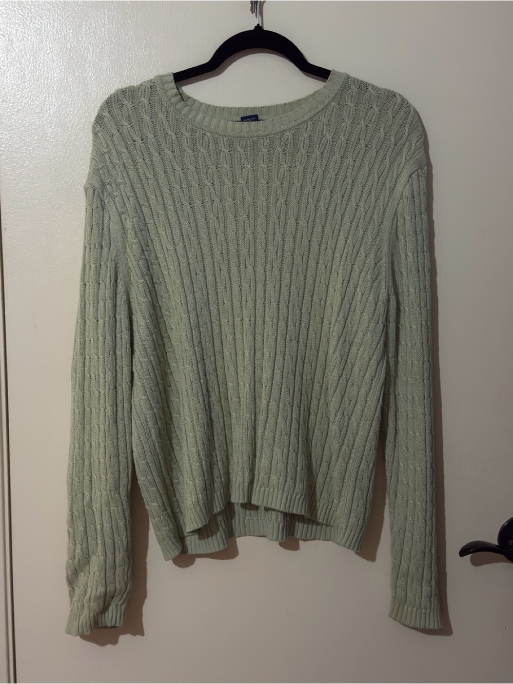 Karen Scott Sage Green Cable Crewneck Sweater